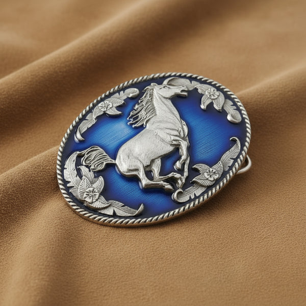 enamel galloping horse belt buckle