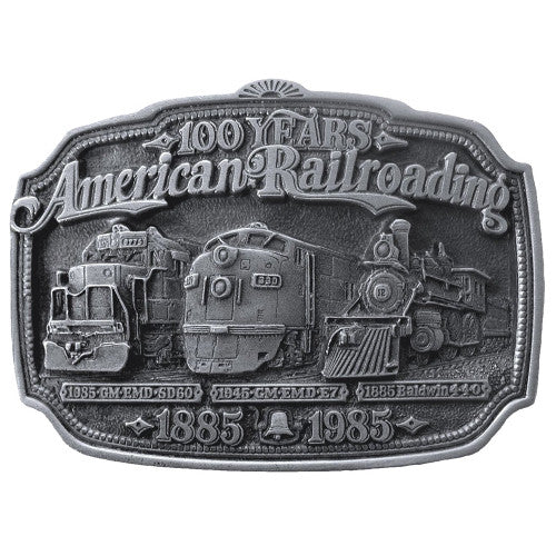 100 years american railroading pewter belt buckle