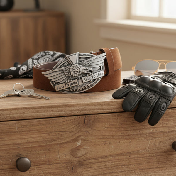 live to ride eagle pewter look belt buckle