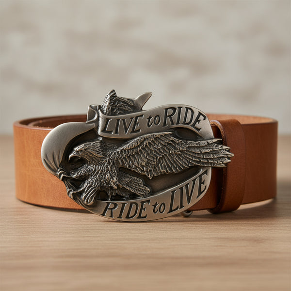 live to ride landing eagle pewter look belt buckle