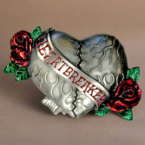 enamel finish heartbreaker belt buckle