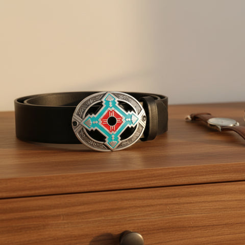 Enamel Southwestern Design Belt Buckle