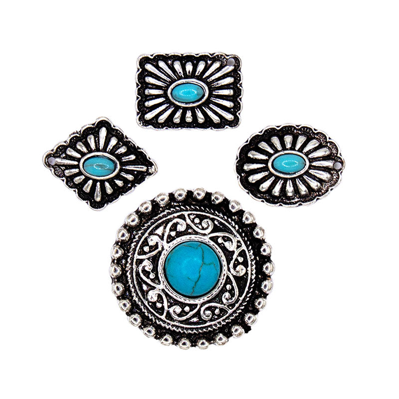 assorted turquoise concho tack pin set