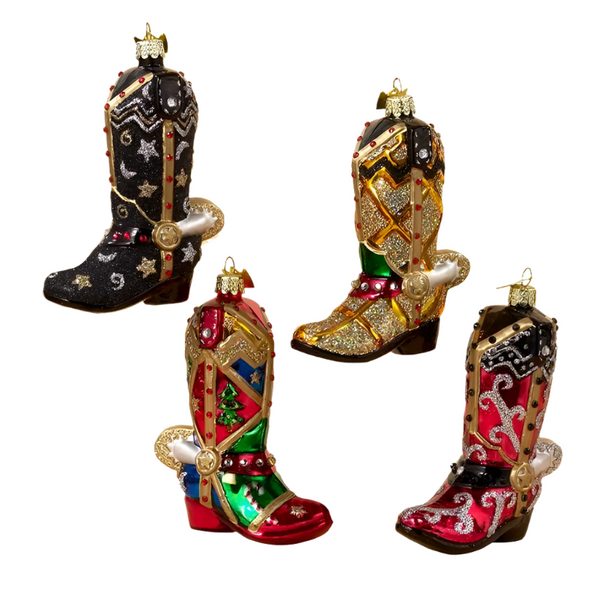 noble gems cowboy boot glass ornaments