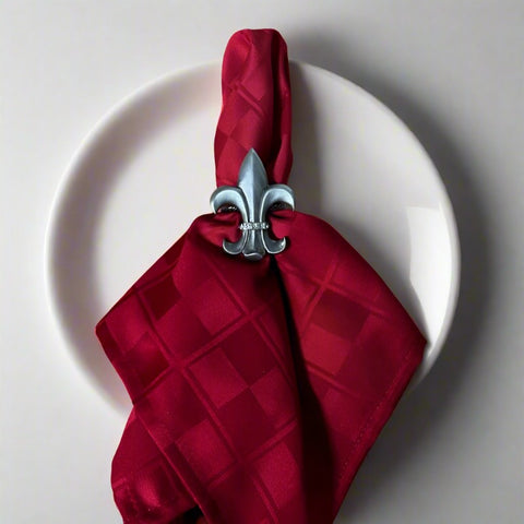 Lazart Pewter Fleur de Lis Napkin Rings