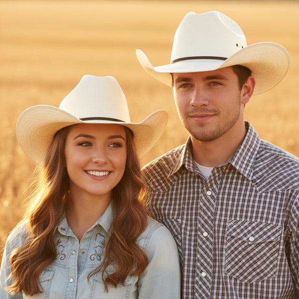 natural straw western pinch front hat