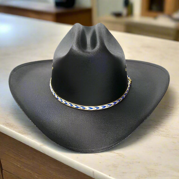 black straw western cattleman hat