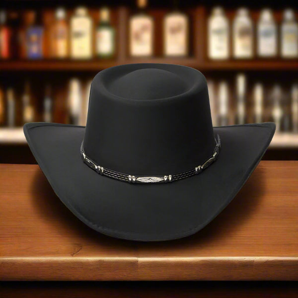 black suede finish gambler cowboy hat