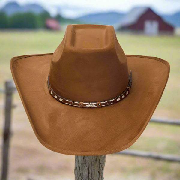 burnt sienna suede finish wide cattleman western hat