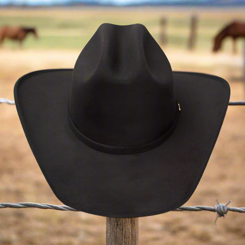 Black Suede Finish Western Horse Head Cattleman Hat