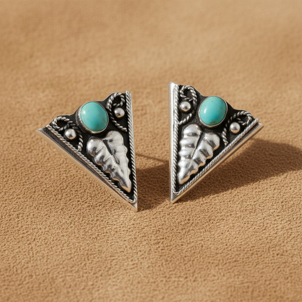 german silver turquoise collar tips