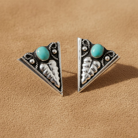 German Silver Turquoise Collar Tips