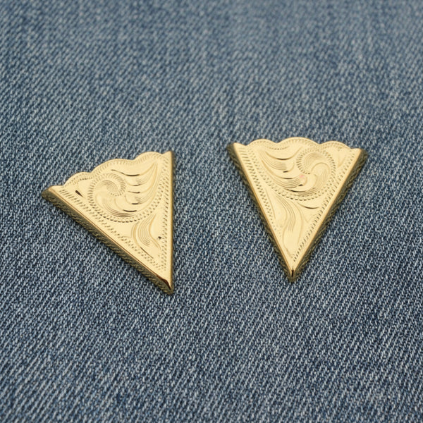 fine german gold vermeil engraved cowboy collar tips