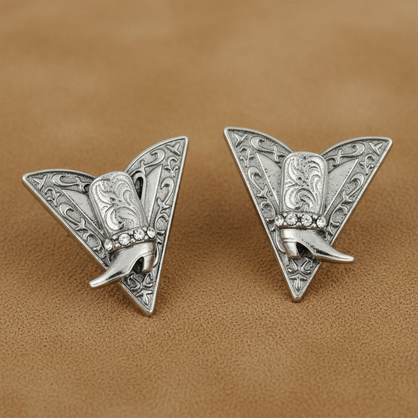 cowboy or cowgirl boots silver collar tips with crystals