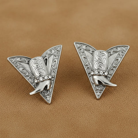 Cowboy or Cowgirl Boots Silver Collar Tips with Crystals