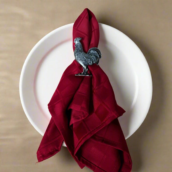 lazart pewter rooster napkin rings