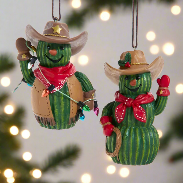 western cactus snowman ornaments