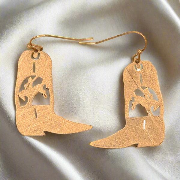 gold horse & boots french wire earrings