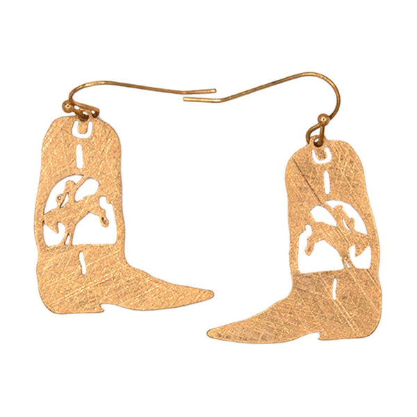 gold horse & boots french wire earrings
