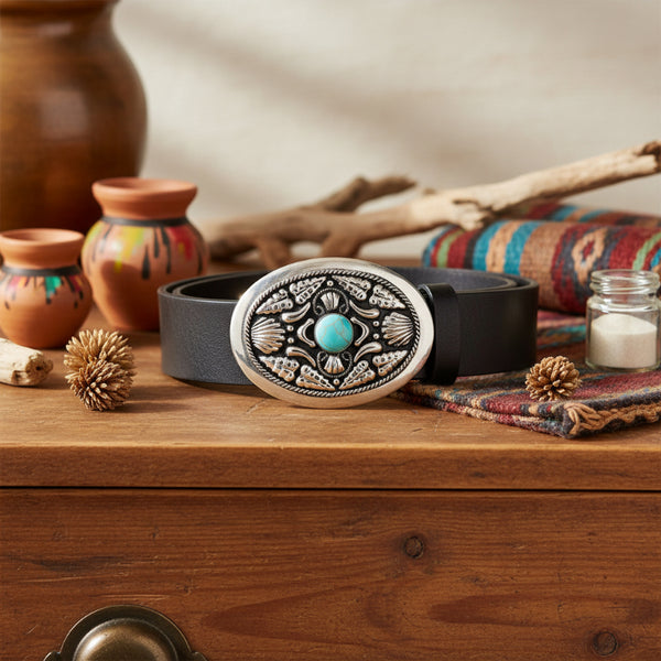 german silver turquoise stone belt buckle