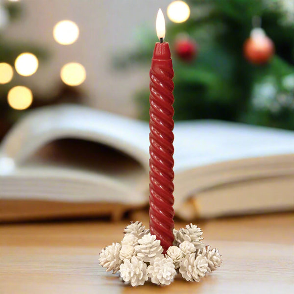 yuletide frosted pinecones candle ring 1 inch