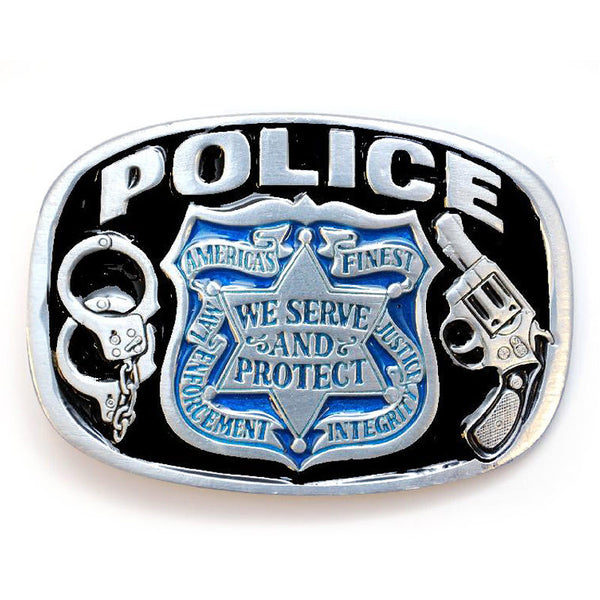 policeman enameled belt buckle