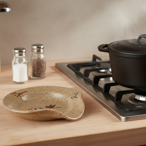 cardinal on branch ceramic spoon rest