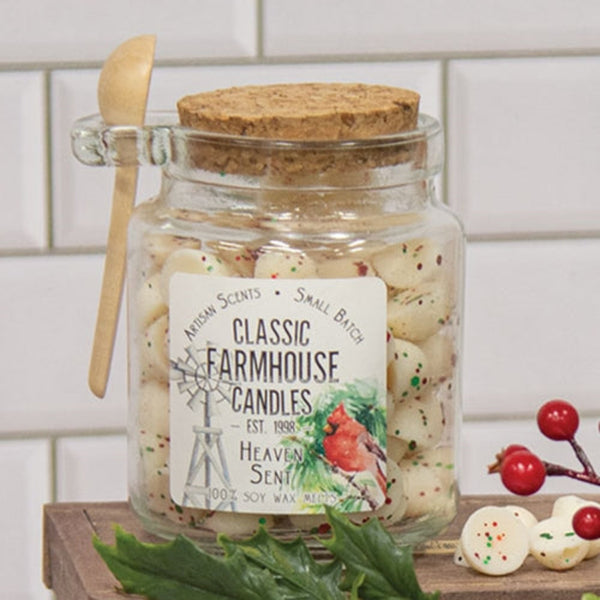 heaven sent gumdrop soy wax melts jar with spoon