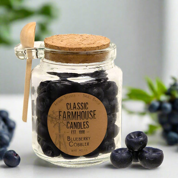 blueberry wax melts jar with spoon