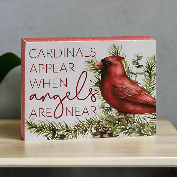 cardinals appear when angels are near box sign