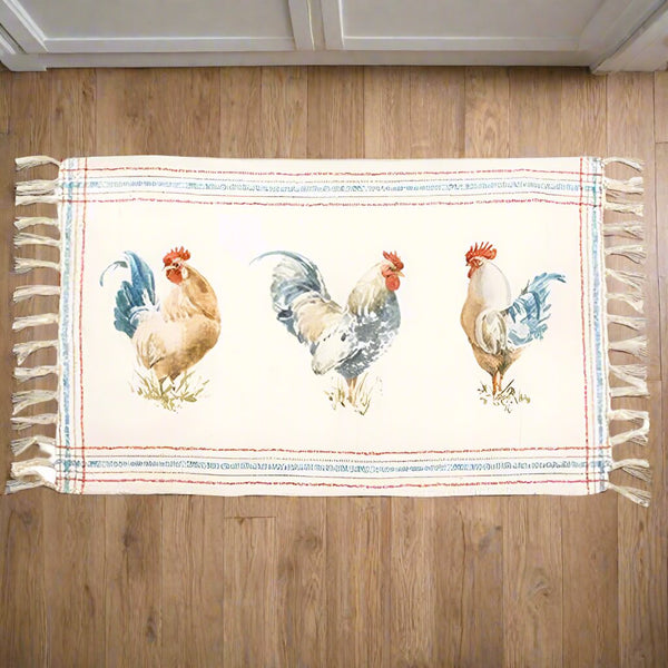 rooster trio kitchen rug