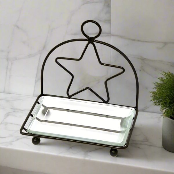 black star glass soap dish