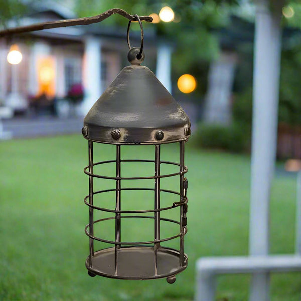 aged black metal candle lantern