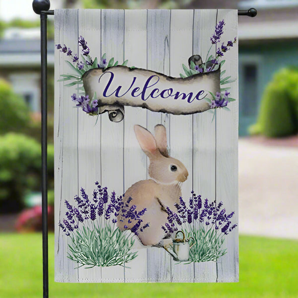 baby rabbit welcome garden flag 18 x 12