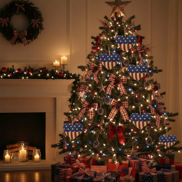 patriotic puffy heart fabric flag ornament
