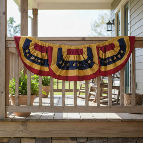 tea stained american flag trio bunting valance