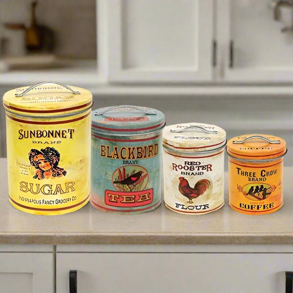 vintage advertising kitchen canisters