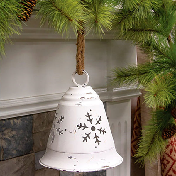 large distressed snowflakes christmas bell