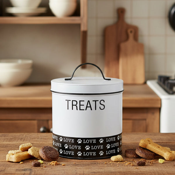 love paw prints treats canister