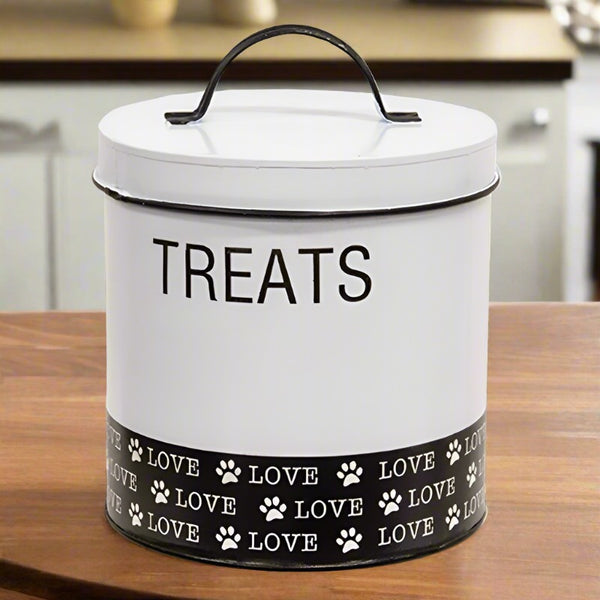 love paw prints treats canister
