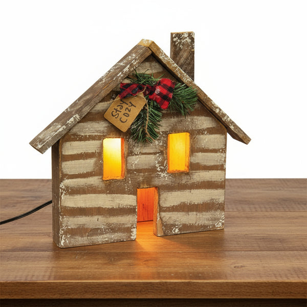 rustic stay cozy light up cabin decor