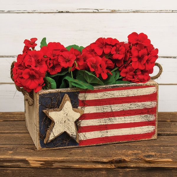 americana wooden flag planter