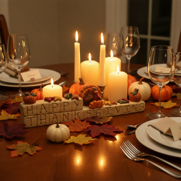 happy thanksgiving stacked turkey block
