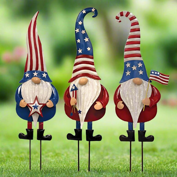 americana gnome garden stakes