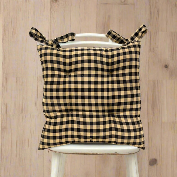 black and tan checkered chair pads set of 4