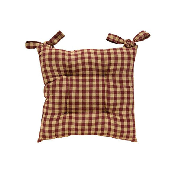 burgundy and tan checkered chair pads set of 4