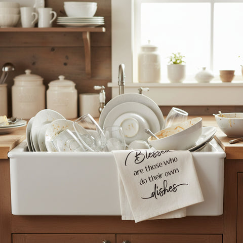 Blessed Are Those Who Do Their Own Dishes Kitchen Tea Towel