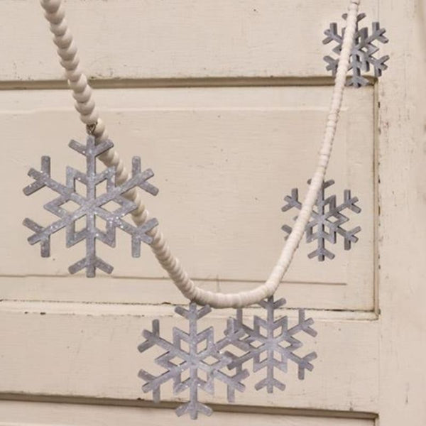 wooden snowflake beaded garland