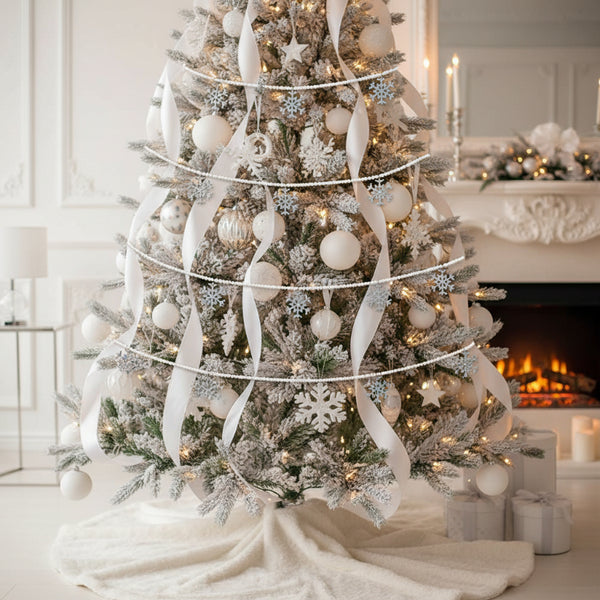 wooden snowflake beaded garland