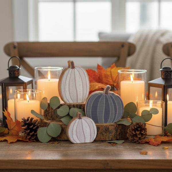 chunky pumpkin shelf sitters set of 3